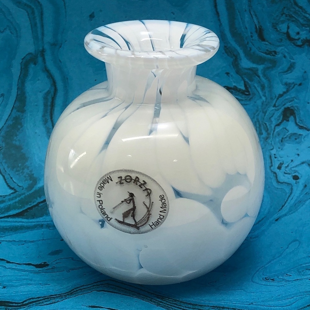EUC Zorza Hand Made Poland Glass Ornament Vase